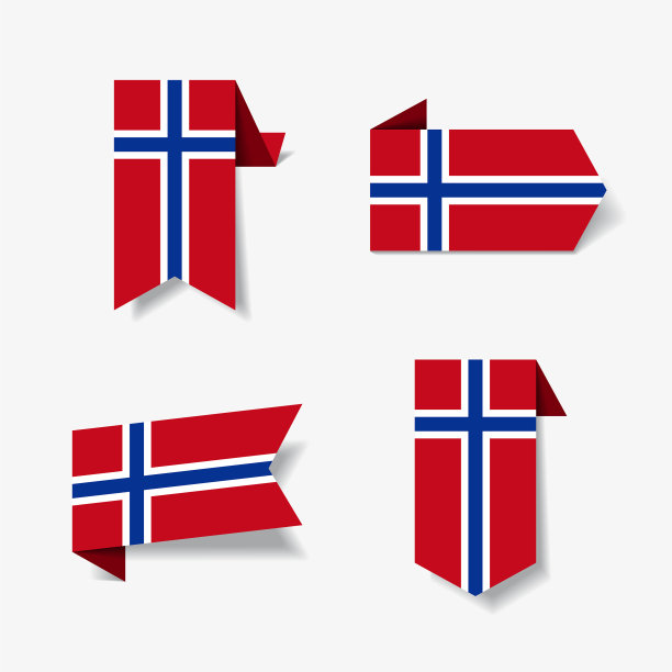 挪威国旗贴纸和标签图片下载