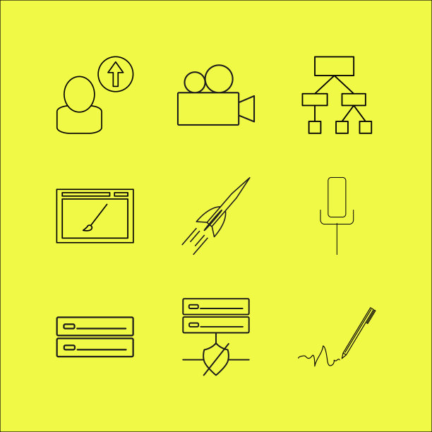 网页线性图标设置简单的轮廓图标图片下载