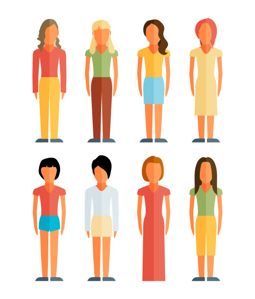 扁平风格的人物形象图标图片下载