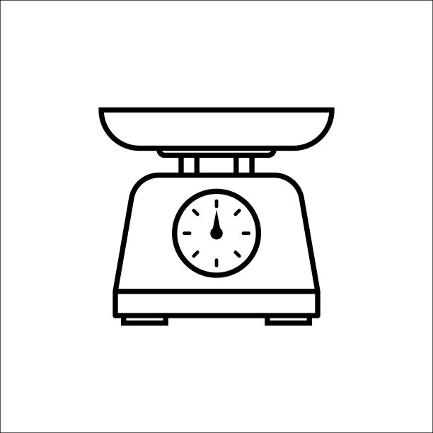 白色背景上带碗的厨房秤图片下载