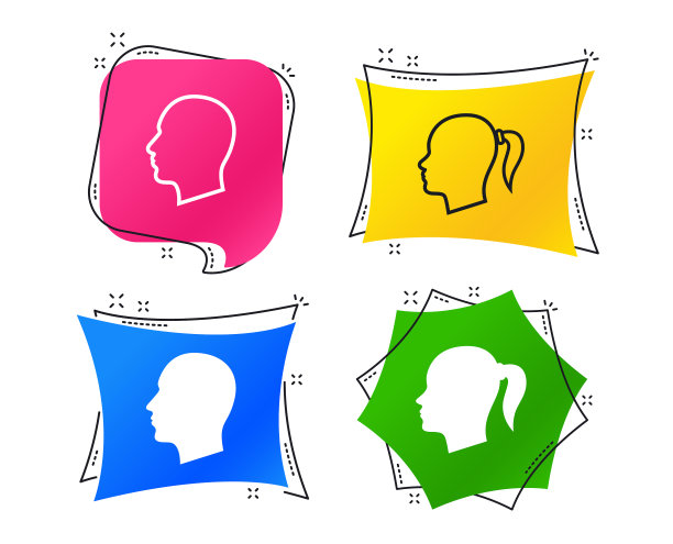 头部图标男性和女性人类符号图片下载