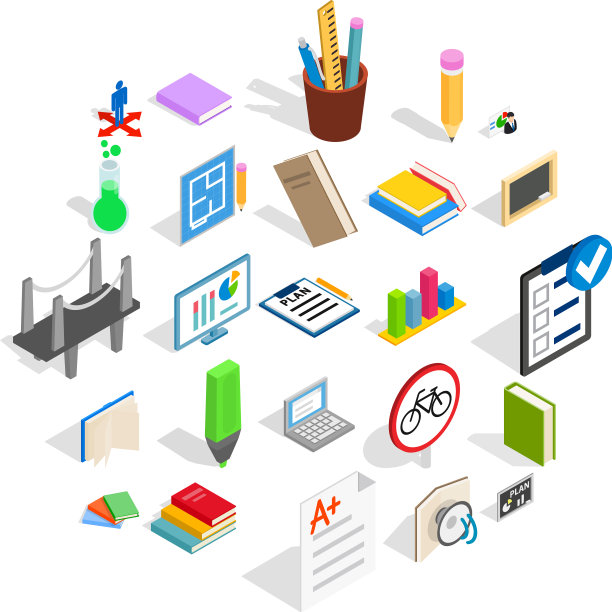 学院房子图标设置等距风格图片下载