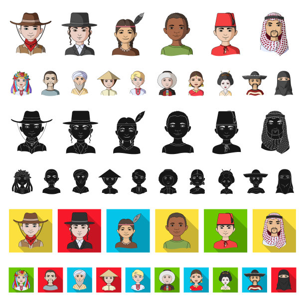 人类的卡通图标在集合为图片下载
