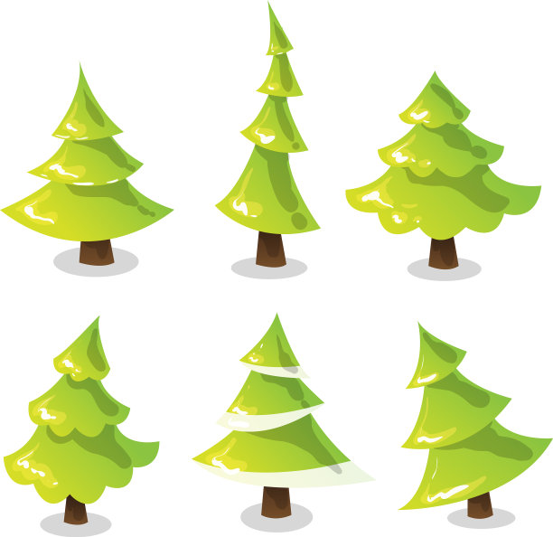 圣诞树集抽象程式化的树图片下载