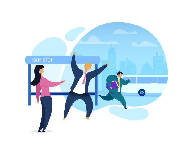 公车站的上班族图片下载