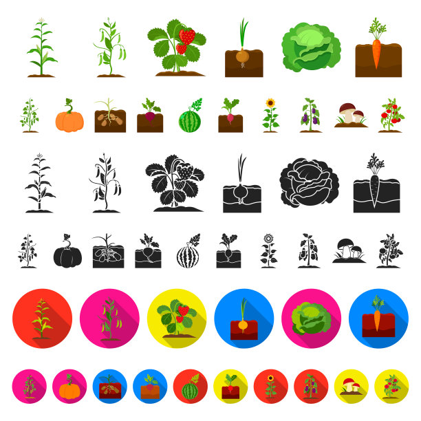 植物蔬菜卡通图标集合图片下载