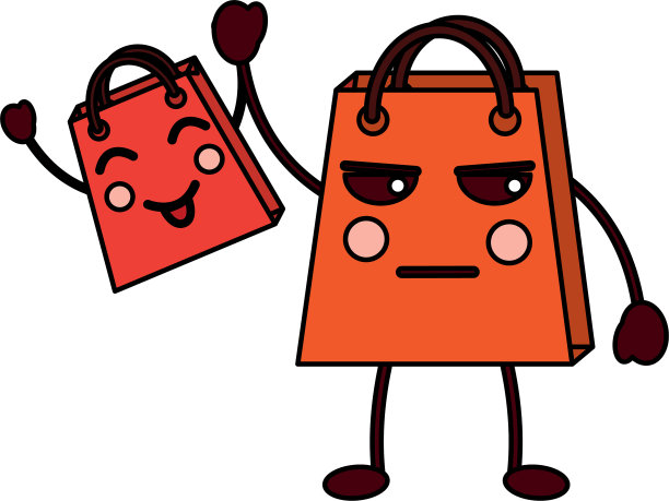 卡哇伊两个购物袋卡通人物图片下载