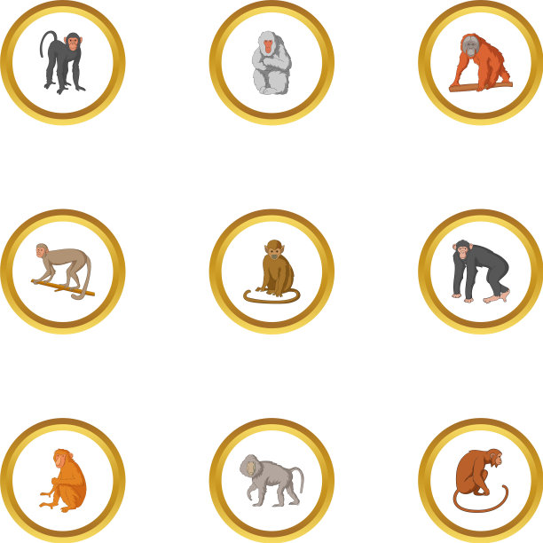 猴子图标设置卡通风格图片下载