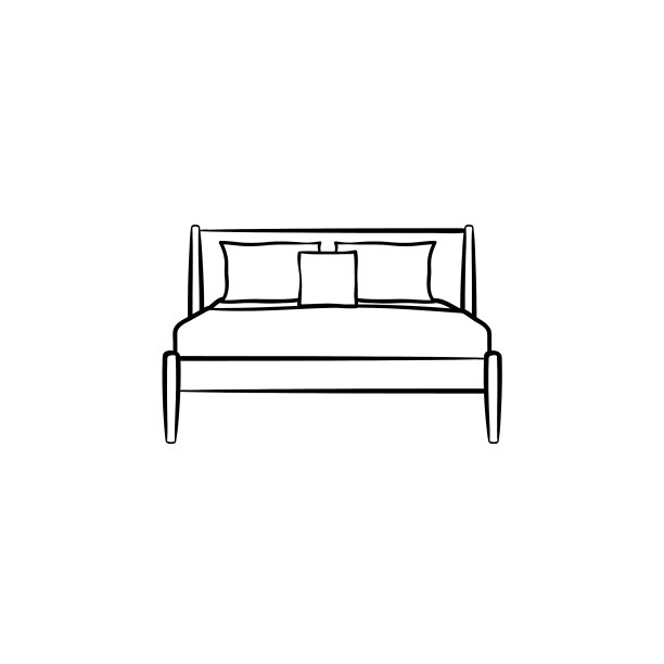 床与枕头手绘素描图标图片下载