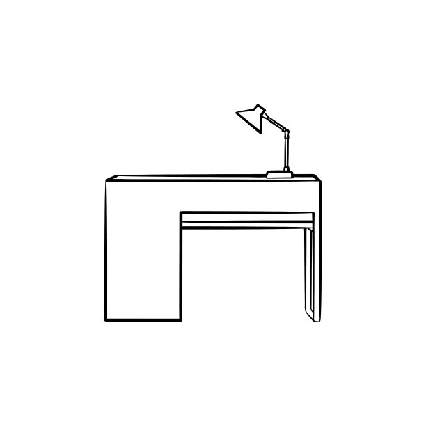 书桌与灯手绘草图图标图片下载