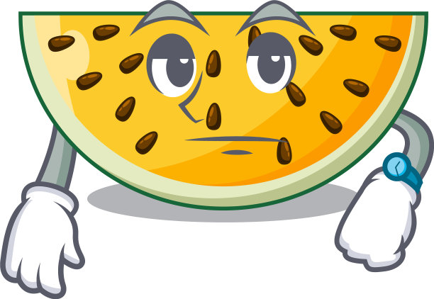 吉祥物上孤立的黄西瓜等待成熟图片下载