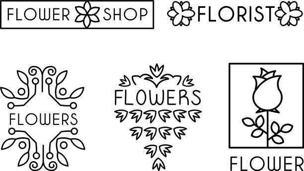 花店logo设计元素图片下载