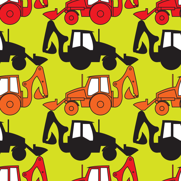 无缝背景与彩色图像挖掘机图片下载