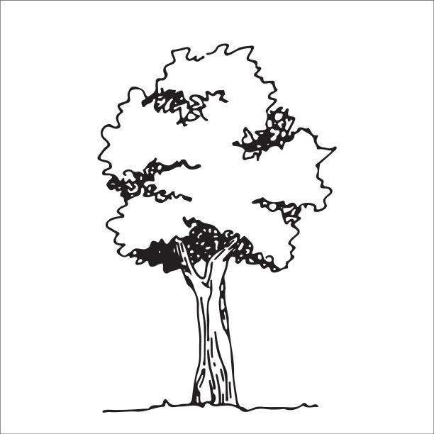 树素描建筑师手绘景观元素图片下载