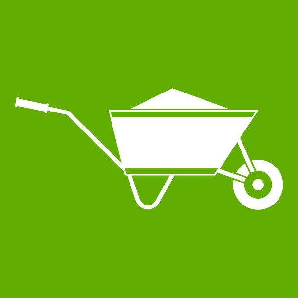 有绿色沙图标的独轮手推车图片下载
