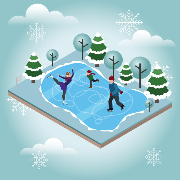 等距孤立快乐家庭滑冰图片下载