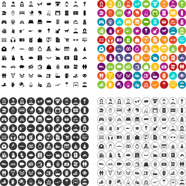 100个家庭图标设置变体图片下载