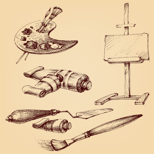 画家和绘画集画笔图片下载