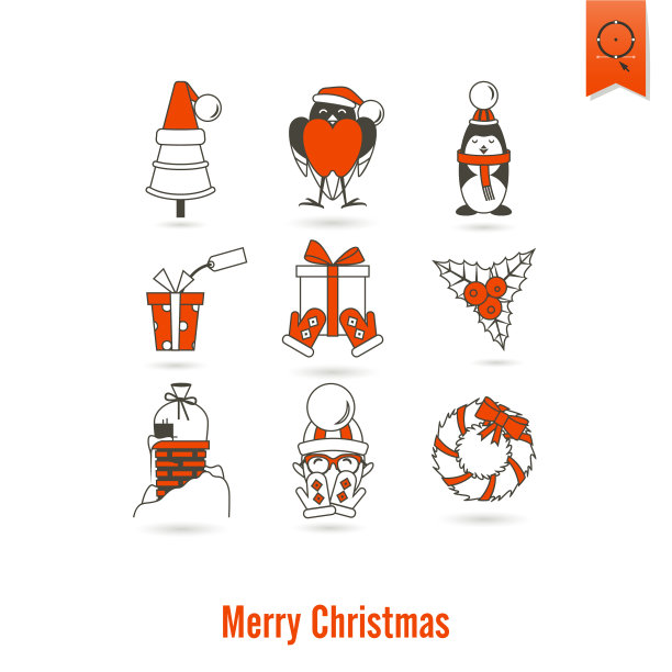 圣诞节和冬天的图标收藏图片下载