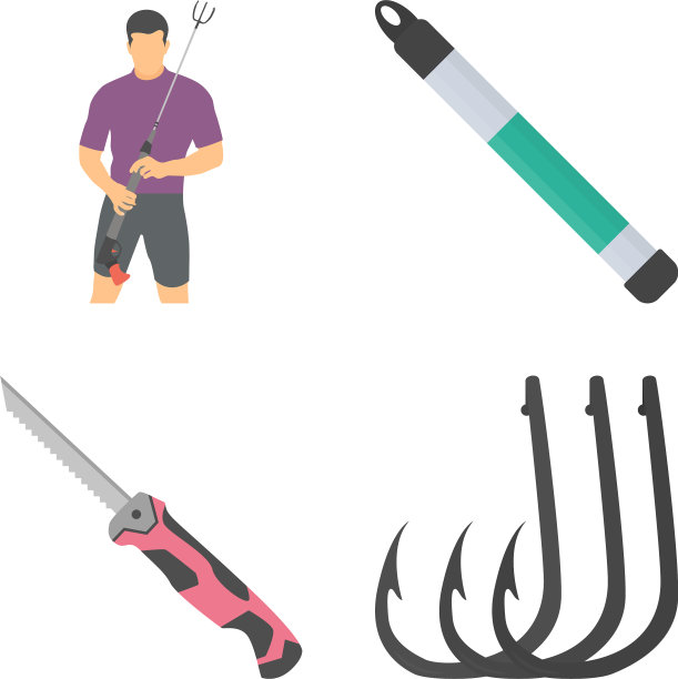 垂钓平面图标集图片下载