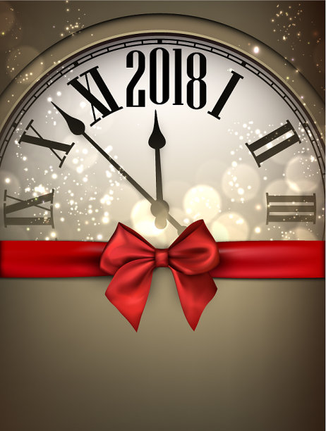 2018年新年背景与时钟图片下载