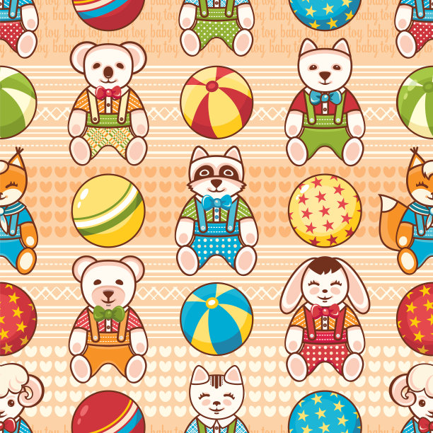 儿童玩具无缝图案设计元素图片下载