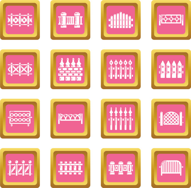 不同的击剑图标设置粉红色方块图片下载