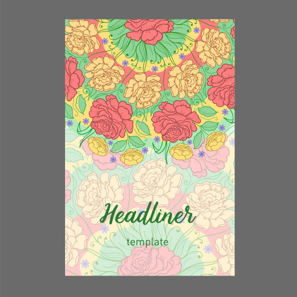 复古贺卡与花卉曼陀罗图案和图片下载