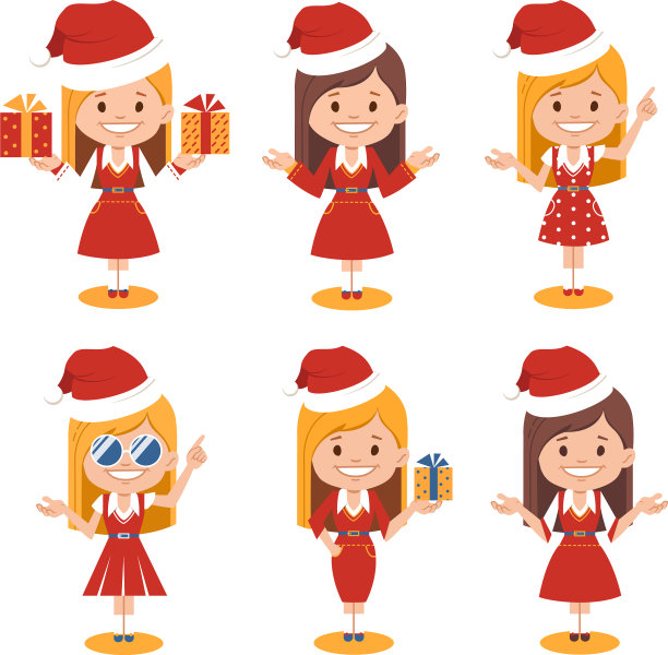 圣诞老人妇女戴着红色的帽子和红色的裙子图片下载