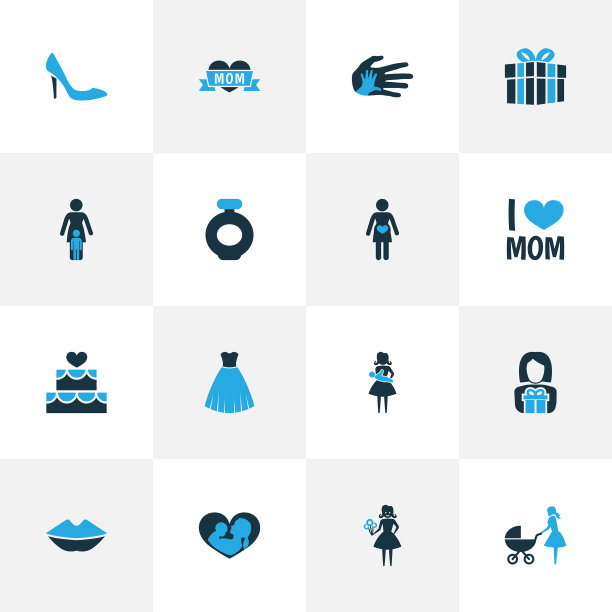 母亲节彩色图标设计概念套图片下载