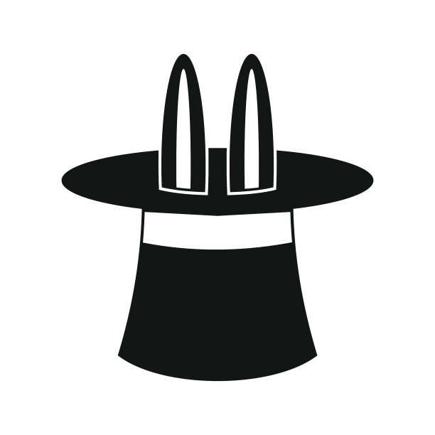 兔子耳朵出现在一个顶级魔术帽图标图片下载