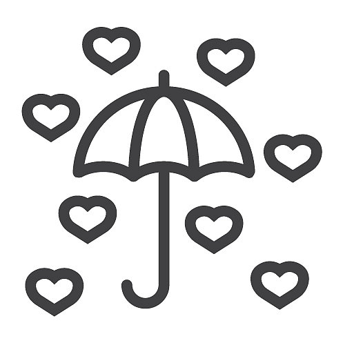 爱心雨伞线条图标情人节图片下载