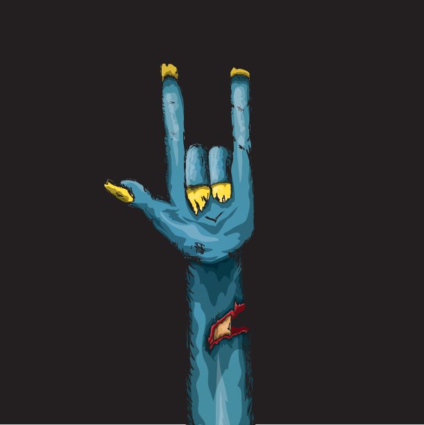 僵尸的手表现出摇滚的姿态图片下载