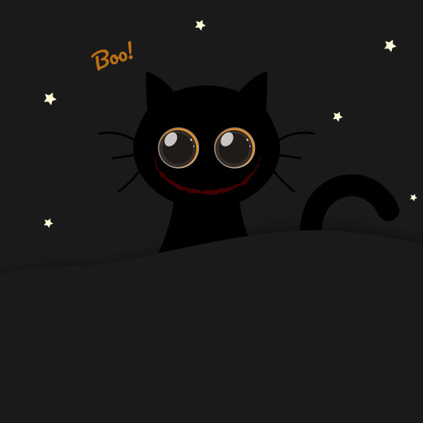 可爱的圆眼睛可怕的微笑万圣节黑猫图片下载