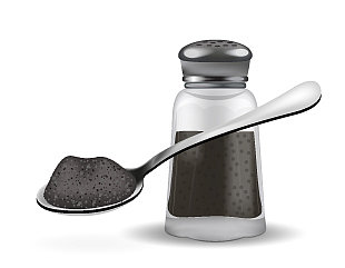 逼真的3d胡椒盒和勺子与胡椒图片下载