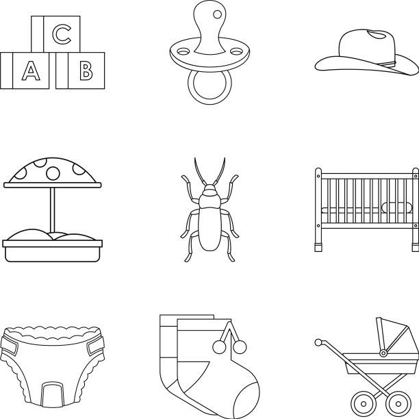 婴儿儿童图标设置轮廓样式图片下载