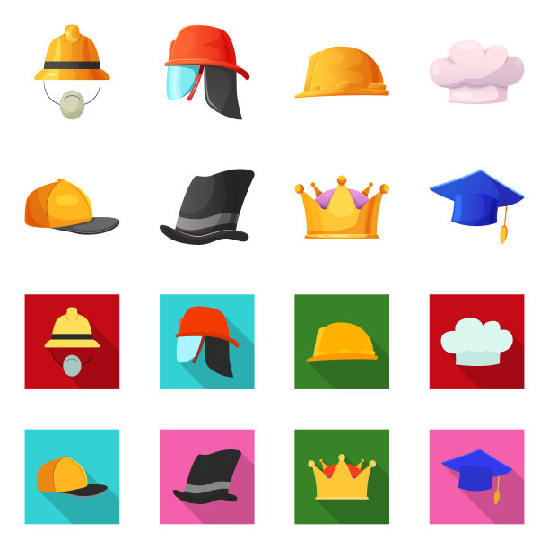 孤立对象的帽子和帽子标志集图片下载