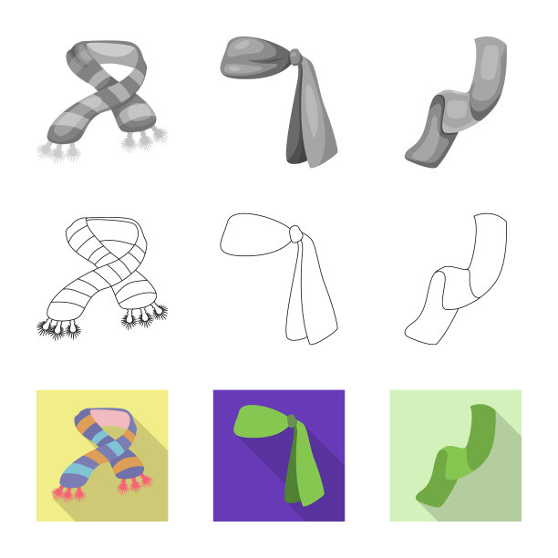 围巾和披肩图标的设计套装图片下载