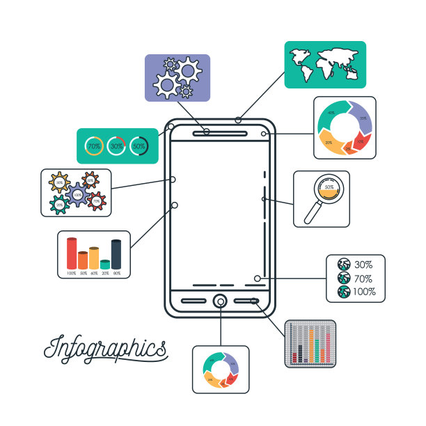 信息图表和统计与智能手机图片下载