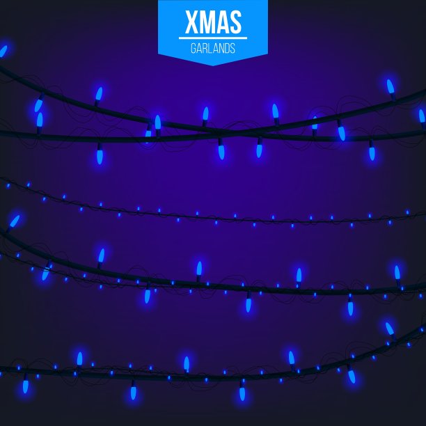 抽象创意圣诞花环灯孤立图片下载