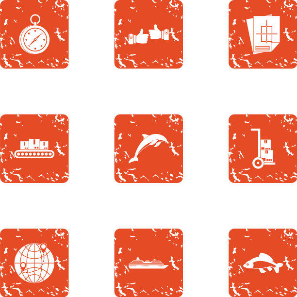 海洋环境图标设置垃圾摇滚风格图片下载