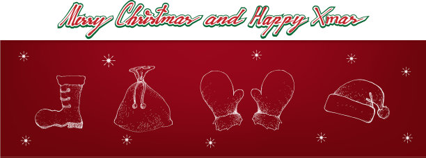 手绘圣诞老人帽靴袋图片下载