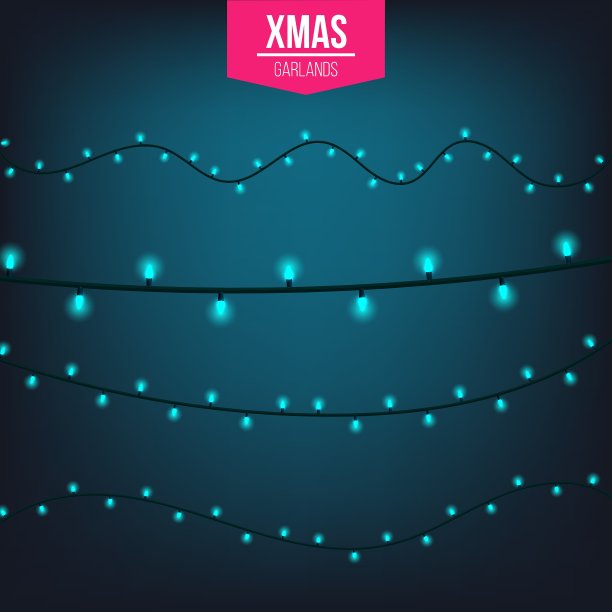 抽象创意圣诞花环灯孤立图片下载