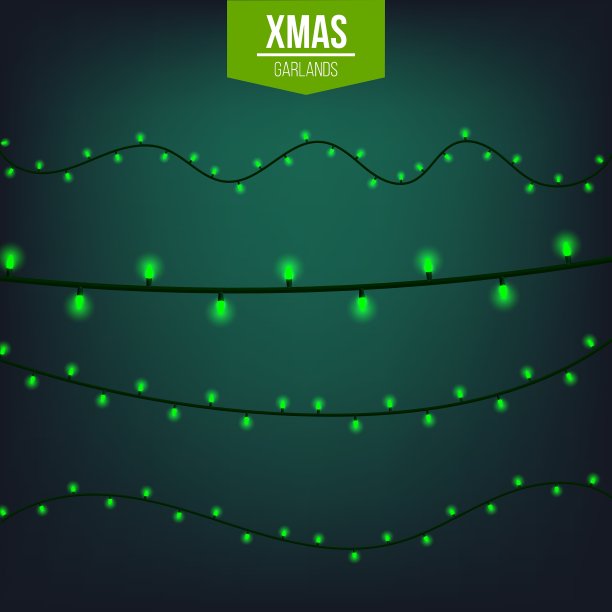 抽象创意圣诞花环灯孤立图片下载