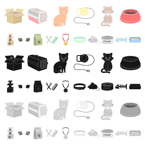 一个动物猫卡通图标集合图片下载