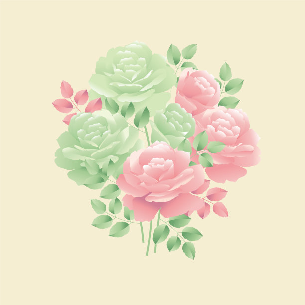 柔和的色彩装饰温柔的玫瑰花图案图片下载