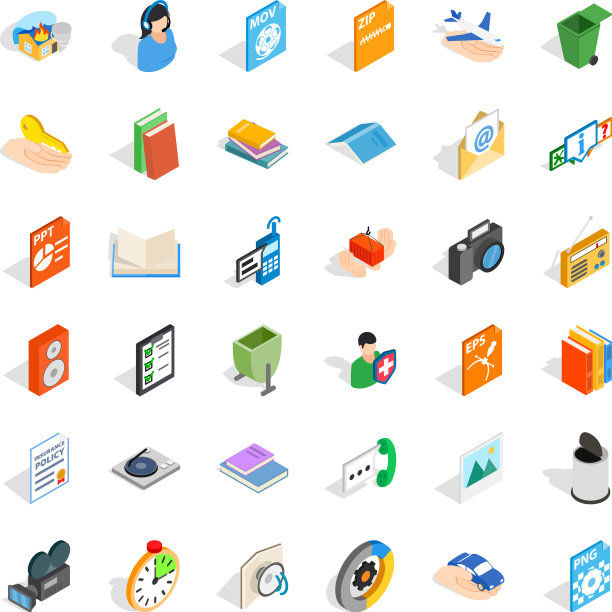 多媒体内容图标设置等距样式图片下载