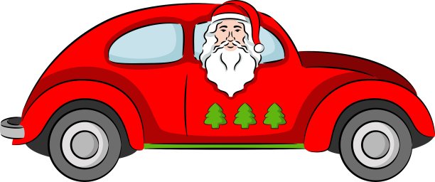 圣诞老人在车上图片下载