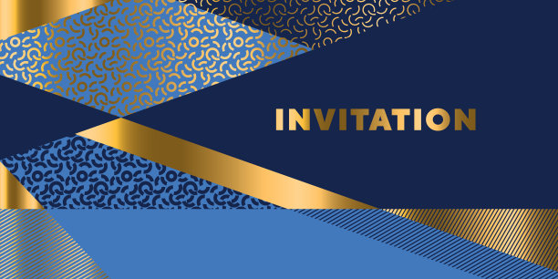 金色和海蓝色条纹设计元素图片下载