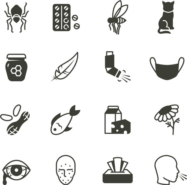 花粉、灰尘、小麦和猫过敏和鼻炎图片下载